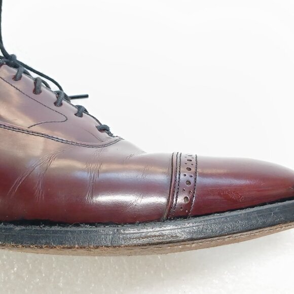 Johnston & Murphy Aristocraft Burgundy Leather Cap Toe Oxfords Mens 10 Good Cond - Picture 6 of 15